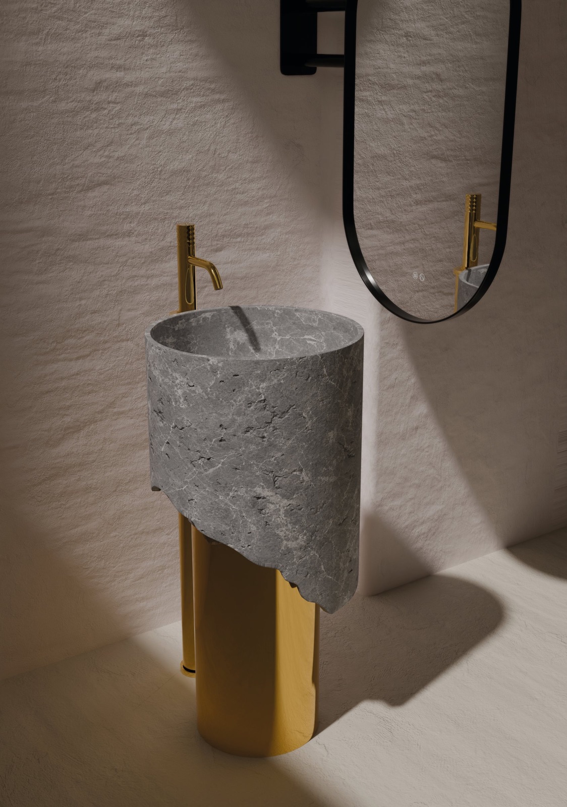 Lavabo con base de acero inoxidable Zafiro